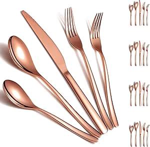 Silverware Set Pieces Service For Reanea Rose Gold Flatware Set