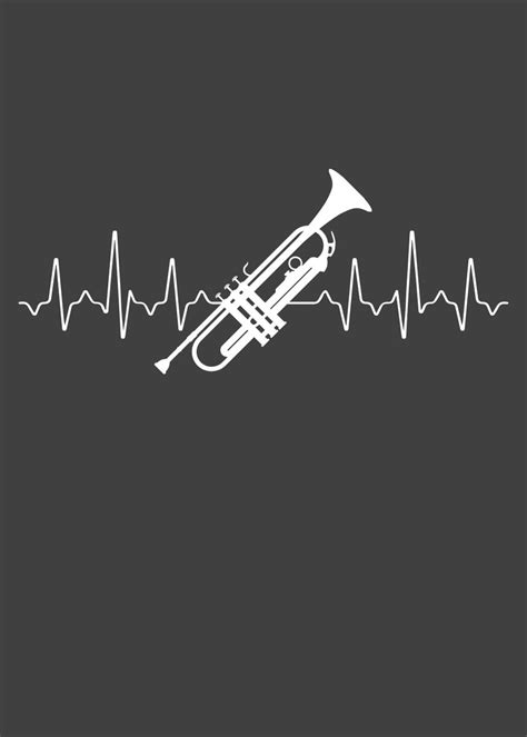 Trumpet Heartbeat Poster Picture Metal Print Paint By Schmugo