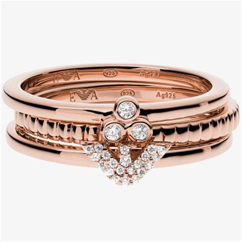 Emporio Armani Sentimental Rose Gold Tone Stacking Ring Set EG3485221