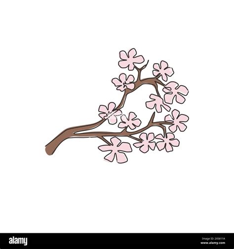 One Continuous Line Drawing Beauty Fresh Cherry Blossom For Garden Logo