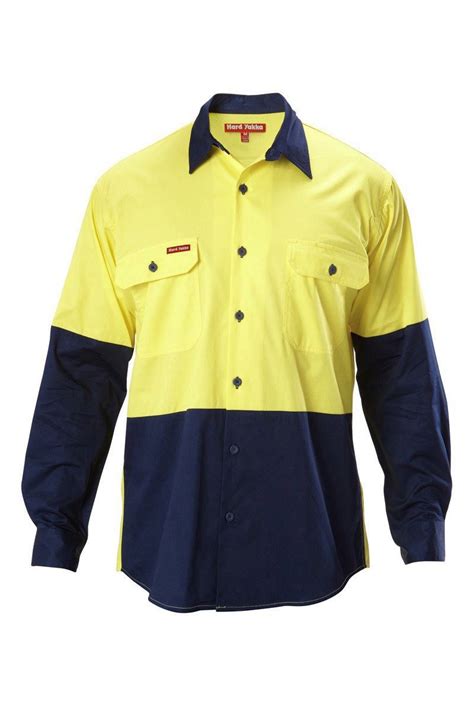 Hard Yakka Hi Vis Vented L Sleeve Shirt Y07558 Access Workwear And Safety