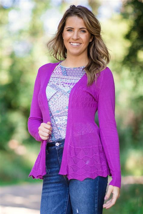 Orchid Scalloped Crochet Lace Trim Cardigan · Filly Flair