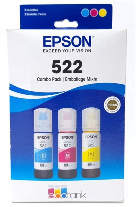 EPSON T522 EcoTank Ink Ultra High Capacity Bottle Color Combo Pack NEW