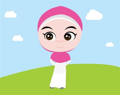 moslem islam girl hijab veil cute calm 15616022 Vector Art at Vecteezy