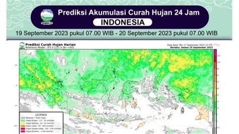 Prakiraan Hujan Di Indonesia Hari Ini Selasa 19 September 2023 BMKG