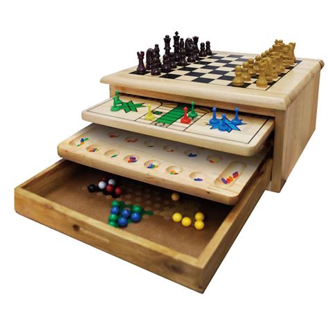 10 in 1 Wooden Chess Board Classic Games Game House Kids Children ...