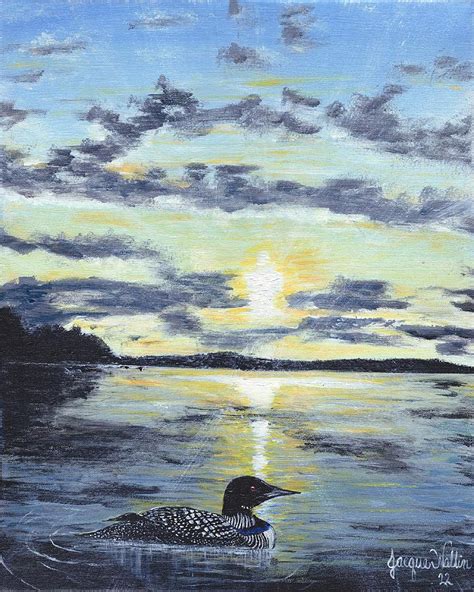 Sunset Loon Painting By Jacque Wallin Fine Art America