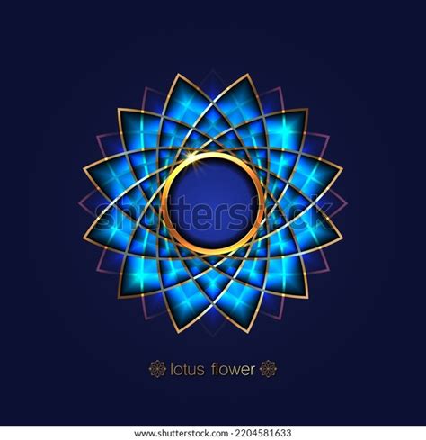 Golden Lotus Flower Sacred Geometry Blue Stock Vector Royalty Free 2204581633 Shutterstock