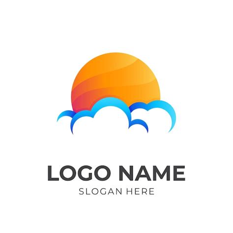 Premium Vector | Sun sky logo, sun and cloud, combination logo