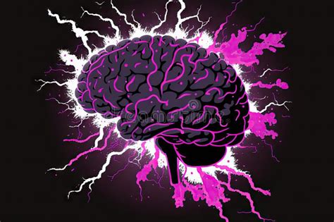 Abstract Pink Brain Pattern On Dark Background With Purple Splashes