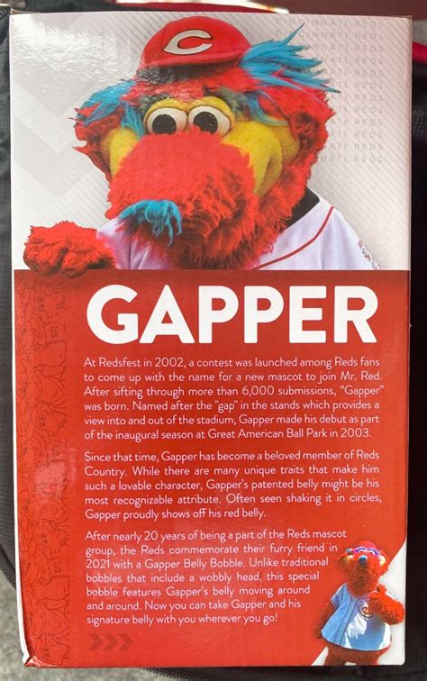 ⚾️ Gapper Mascot Bobble Belly Cincinnati Reds Stadium Giveaway 8 7 21 Nib