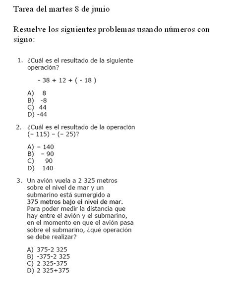 Tareas De Matematicas Primero De Secundaria