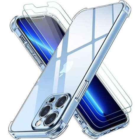 Coque Pour IPhone 13 Pro PROSHOP Transparent Antichoc 2 Verres