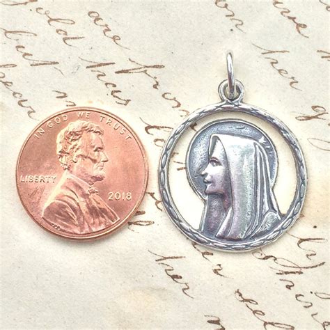 Virgin Mary Profile Medal Sterling Silver Antique Replica Etsy