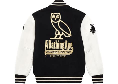 Bape X Ovo Varsity Jacket Black Step Up Sneakers