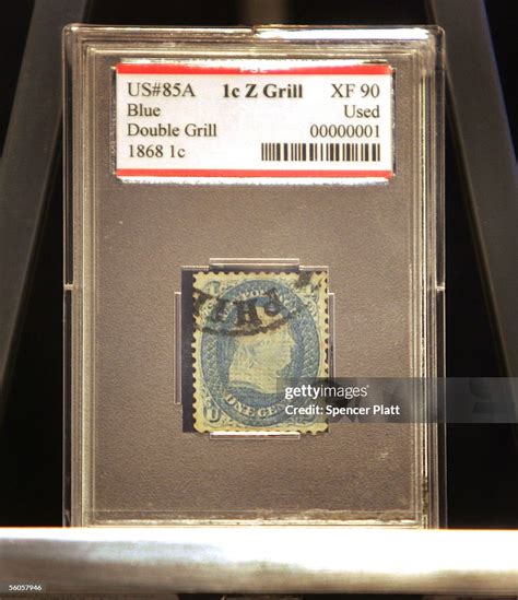 A rare 1-cent Z-grill stamp depicting Benjamin Franklin that was ...