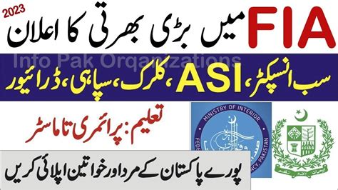 Fia Latest Jobs 2023 Federal Investigation Agency Jobs Fia Job Apply