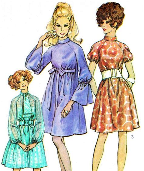 1960s Dress Pattern Simplicity 8182 Mod Empire Waist Flared Etsy Simplicity Patterns Dresses