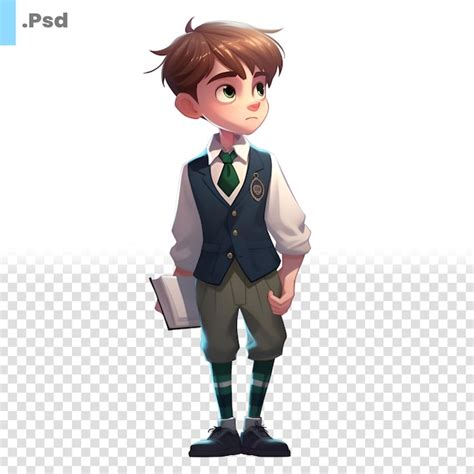 Render 3d De Un Niño Pequeño Con Uniforme Escolar Sobre Fondo Blanco Plantilla Psd Archivo Psd