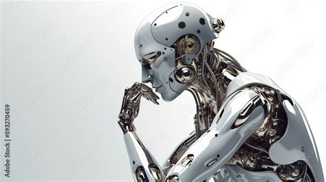 Artificial Intelligence Robot Thinking And Wondering Ai And