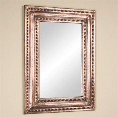 Rectangular Lightly Hammered Copper Mirror Antique Copper Bathroom