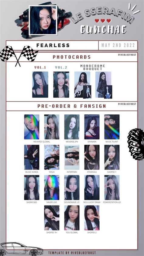 PHOTOCARD EUNCHAE FEARLESS COMPLETE PHOTOCARDS FROM PRE ORDERS