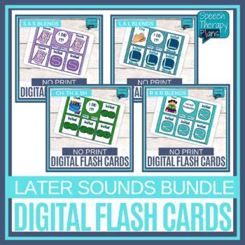 No Print Articulation Flash Cards Later Sounds Bundle Teletherapy