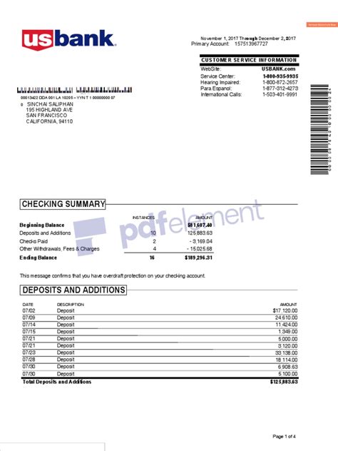 Sample Bank Statement 1 Cheque Deposit Account