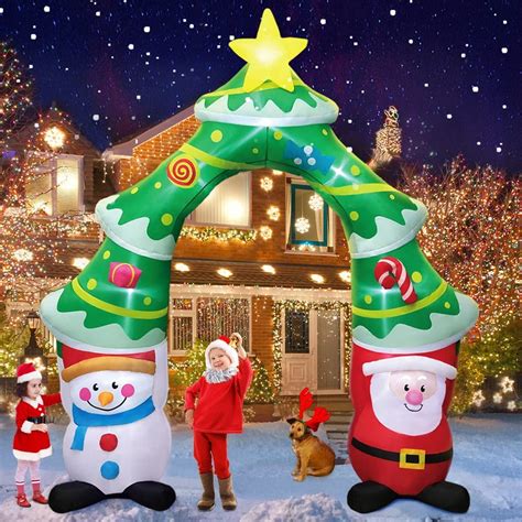 Pangu 9ft Giant Christmas Inflatable Archway With Santa Snowman