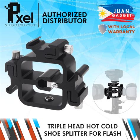 Pxel Aa Ls Triple Head Hot Cold Shoe Splitter Mount Adapter For Camera Flash Speedlite Shopee