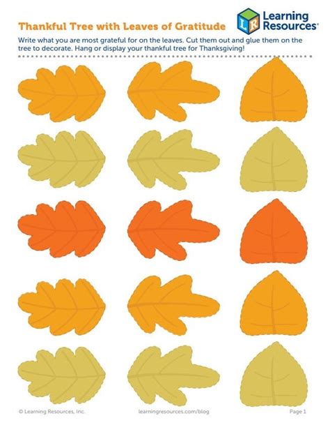 Thankful Tree With Leaves Of Gratitude Learning Resources