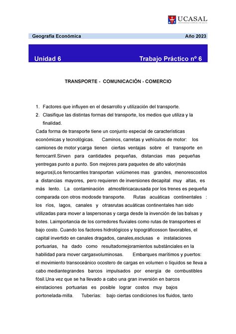 TP 6 Geografía Económica Geografía Económica Año 2023 Unidad 6