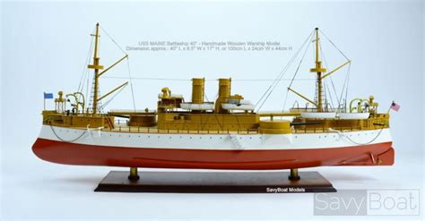 USS Maine ACR-1 US Navy Armored Cruiser Wooden Battleship Model