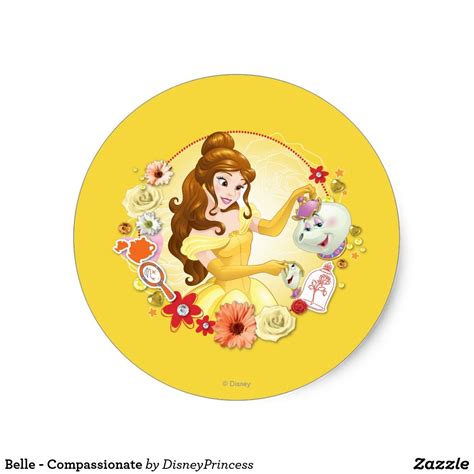 Belle Compassionate Classic Round Sticker Disney