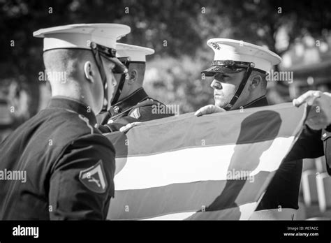 Us Marine Corps Body Bearers Conduct A Flag Folding Ceremony During