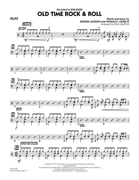 Old Time Rock And Roll Drums By Bob Seger Jazz Ensemble Digital Sheet Music Sheet Music Plus