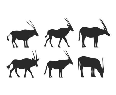 Oryx Silhouette Vector Set Vector Art & Graphics | freevector.com