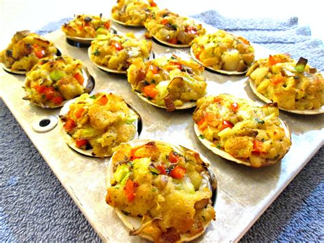 Stuffed Clams Baked With Bay Scallops Poor Mans Gourmet Kitchen