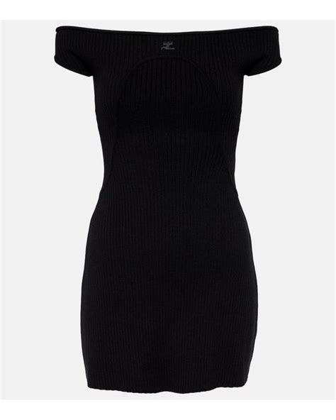 Courreges Ribbed Knit Bustier Mini Dress In Black Lyst