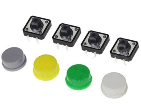 4 Pin 12mm Square Push Button Tact Switch With Knob Microswitch Mini Switch Micro Switch