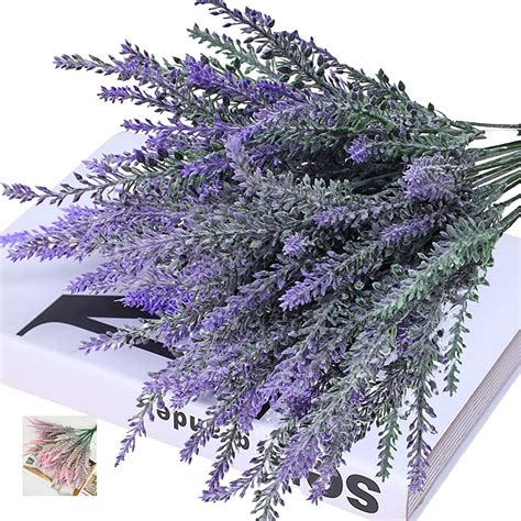 Grnshts Bundles Artificial Lavender Fake Flowers Uv Resistant Plastic