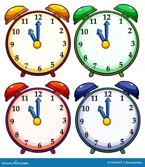 Four Colourful Clocks Stock Vector Image 50509627