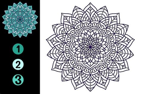 Premium Vector Color By Number Mandala Design