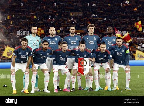 Rome Italy April Back Row Lr Feyenoord Goalkeeper Justin