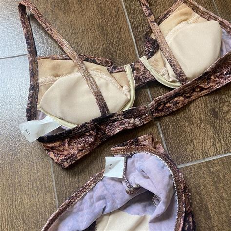 Vintage Snakeskin Bikini Swimsuit Bathing Suit Depop