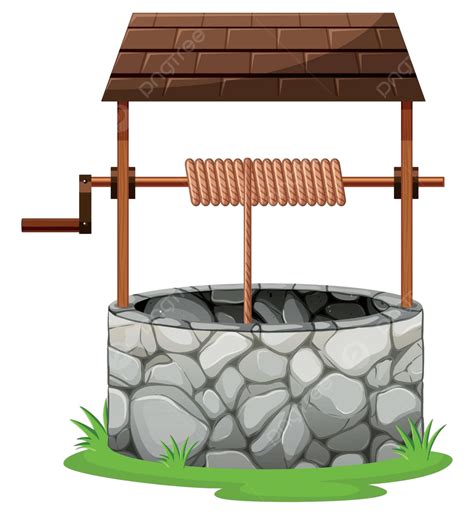 Stone Well With Rooftop Equipment White Clip Art Vector Equipment