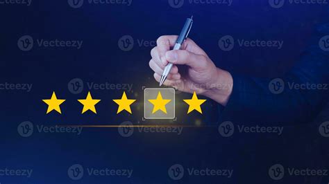 Star Rating Businessman Customer Giving Five Star Rating Review