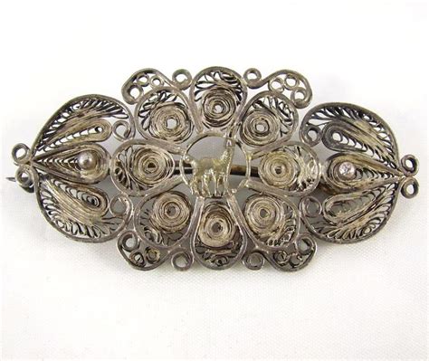 Victorian Silver Filigree Brooch Pin With C Clasp Sold On Ruby Lane