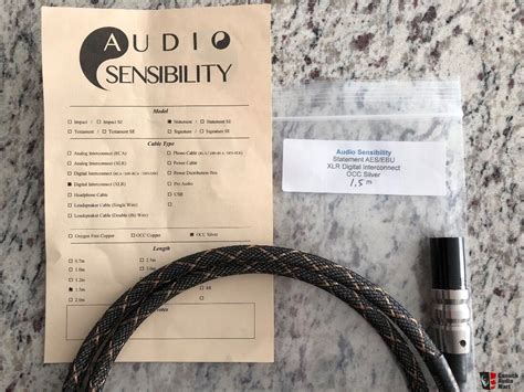 AUDIO SENSIBILITY Statement Silver AES EBU XLR Digital Cable OCC