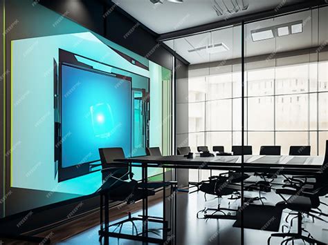 Premium AI Image | Conference room with transparent screens integrated ...